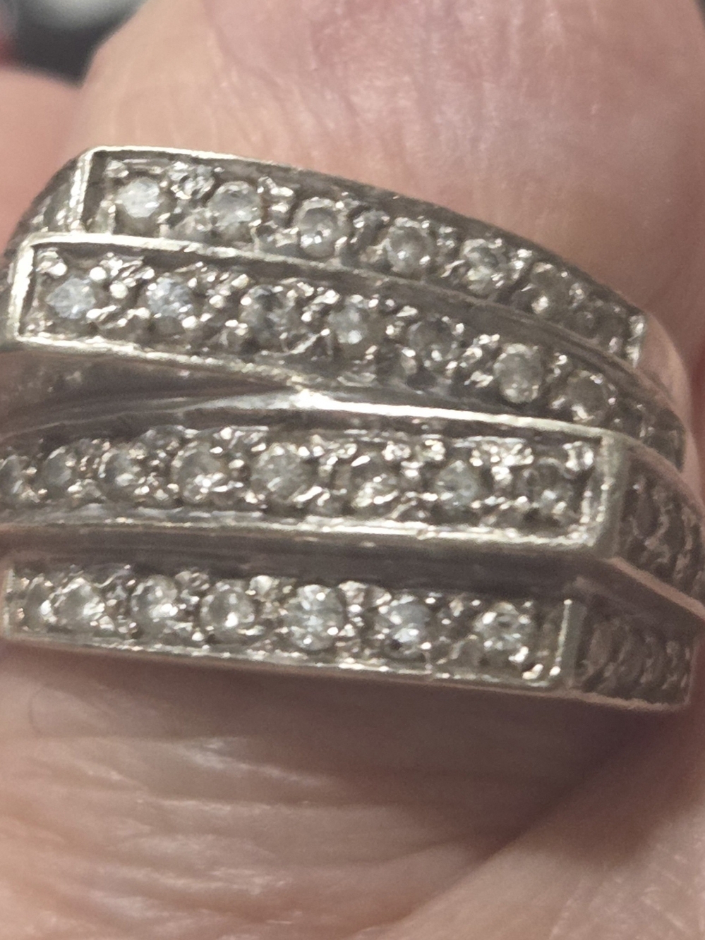14k WHITE GOLD 44DIAMONDS VINTAGE CLUSTER RING 11g Size 8